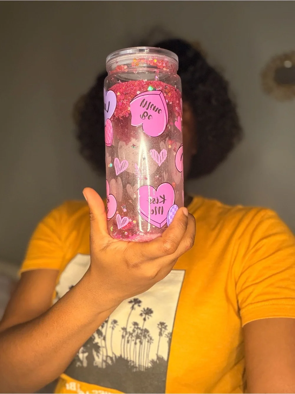 Pink Cherry Glitter Water Bottle - Unbranded